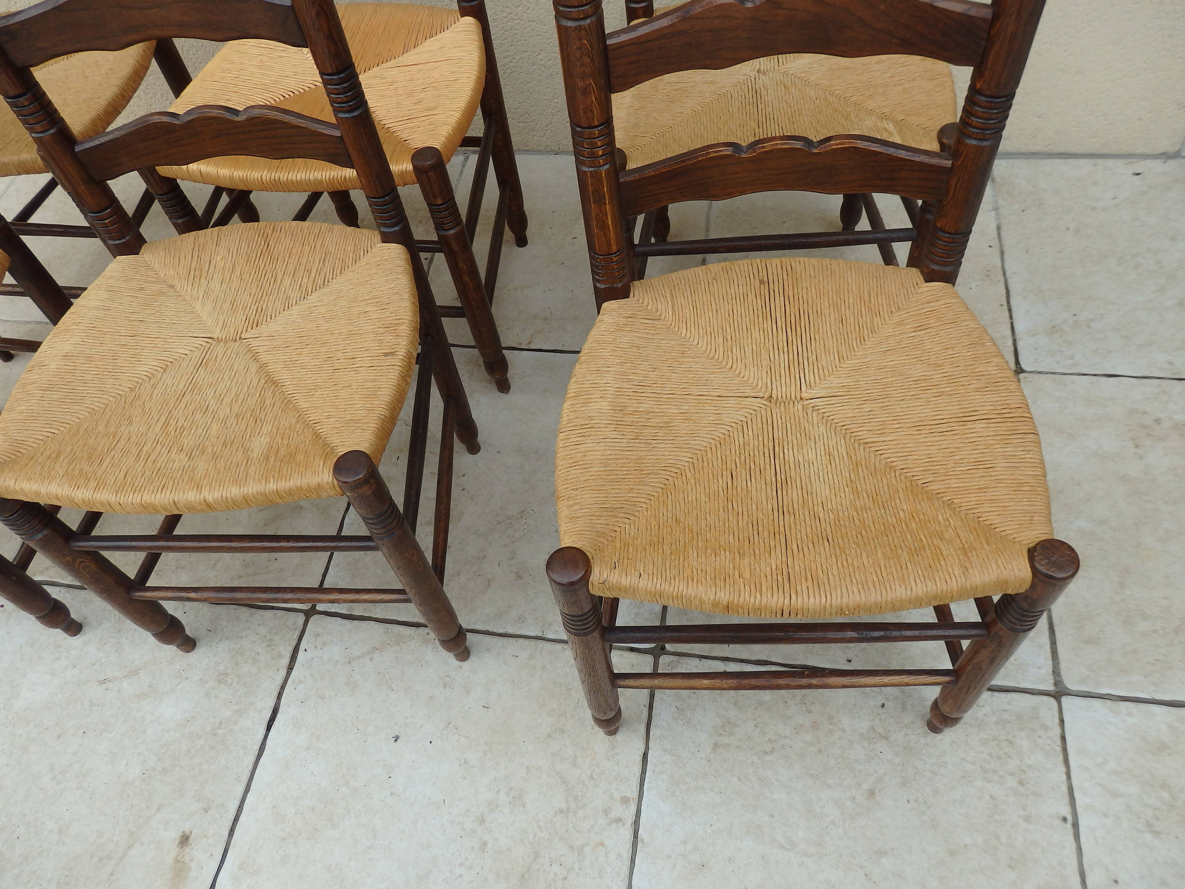 6 chairs straw and wood farmhouse old monastery