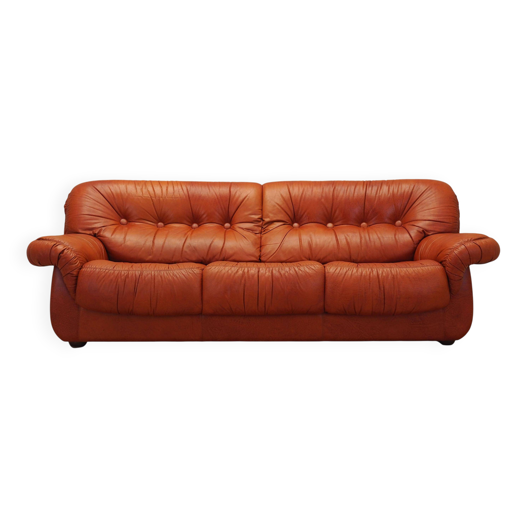 Red leather sofa, Italian design, 1970s, manufacturer: PelleRossi