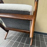 Fauteuil GFM-142, design par Edmund Homa des années 70, bouclé ivoire blanc - 2 pièces disponibles.