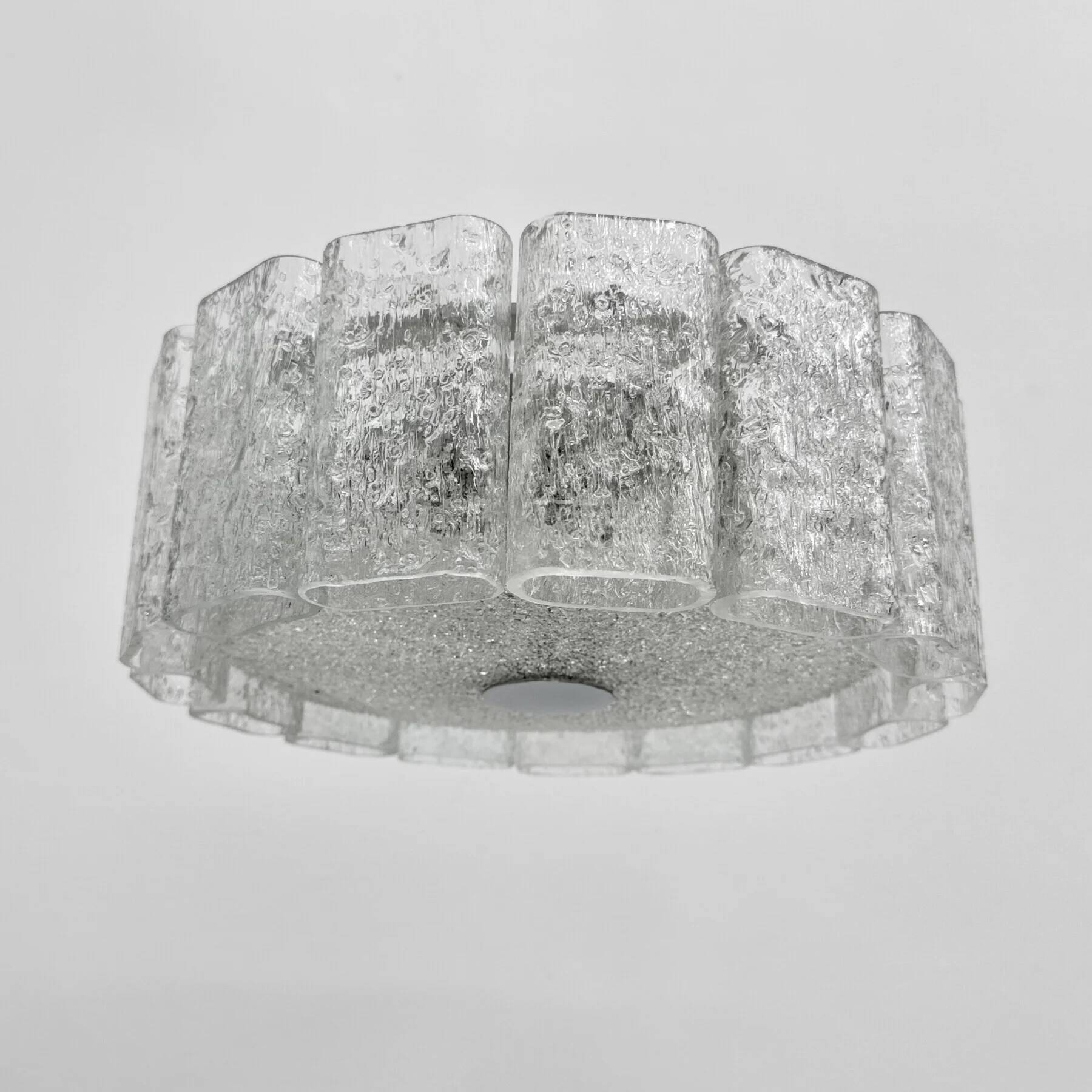 Mid-century glass tubes flush mount by Doria Leuchten, Germany, 1960s
