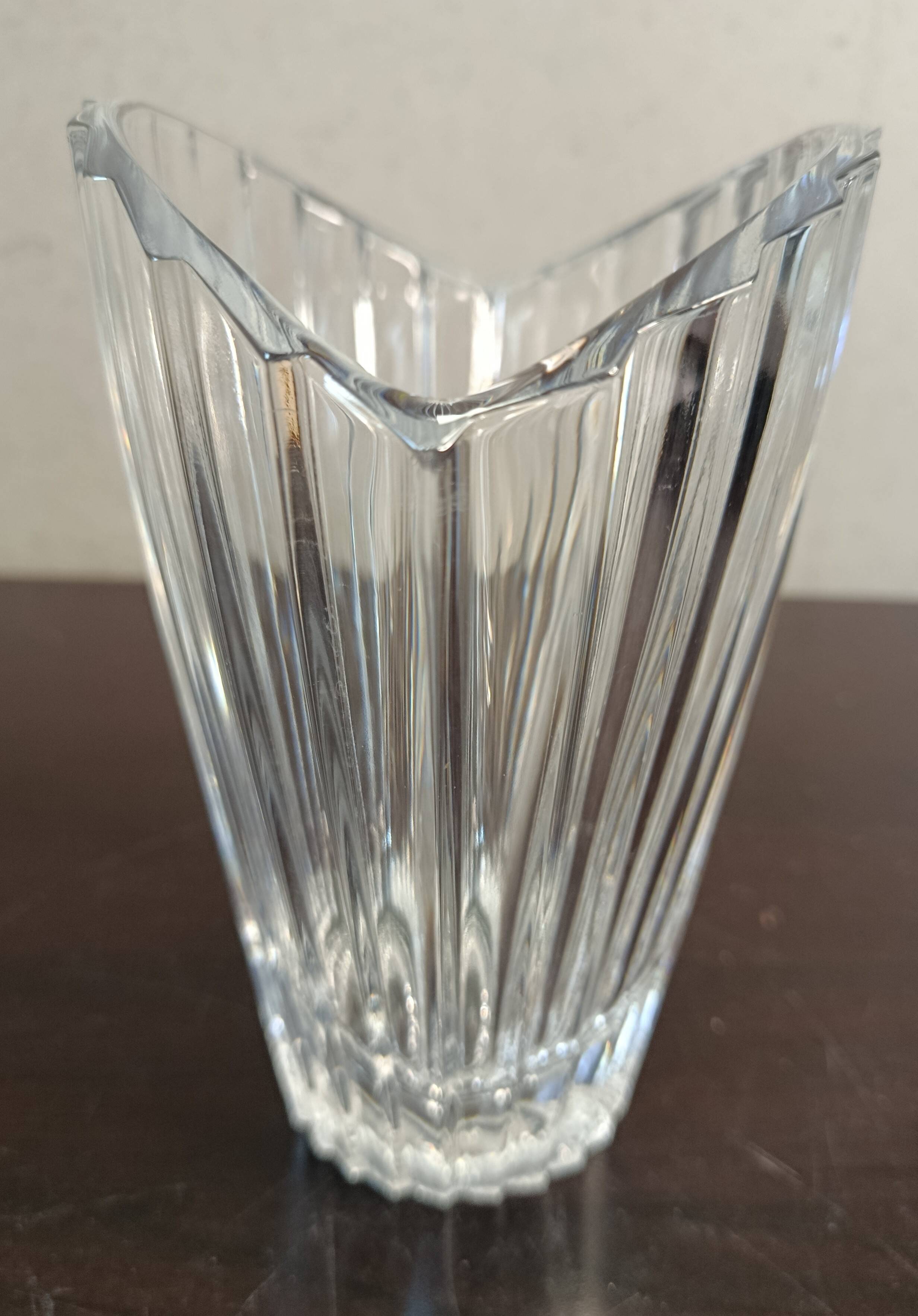 Lead crystal fan vase - Cristal d'Arques, 1980s