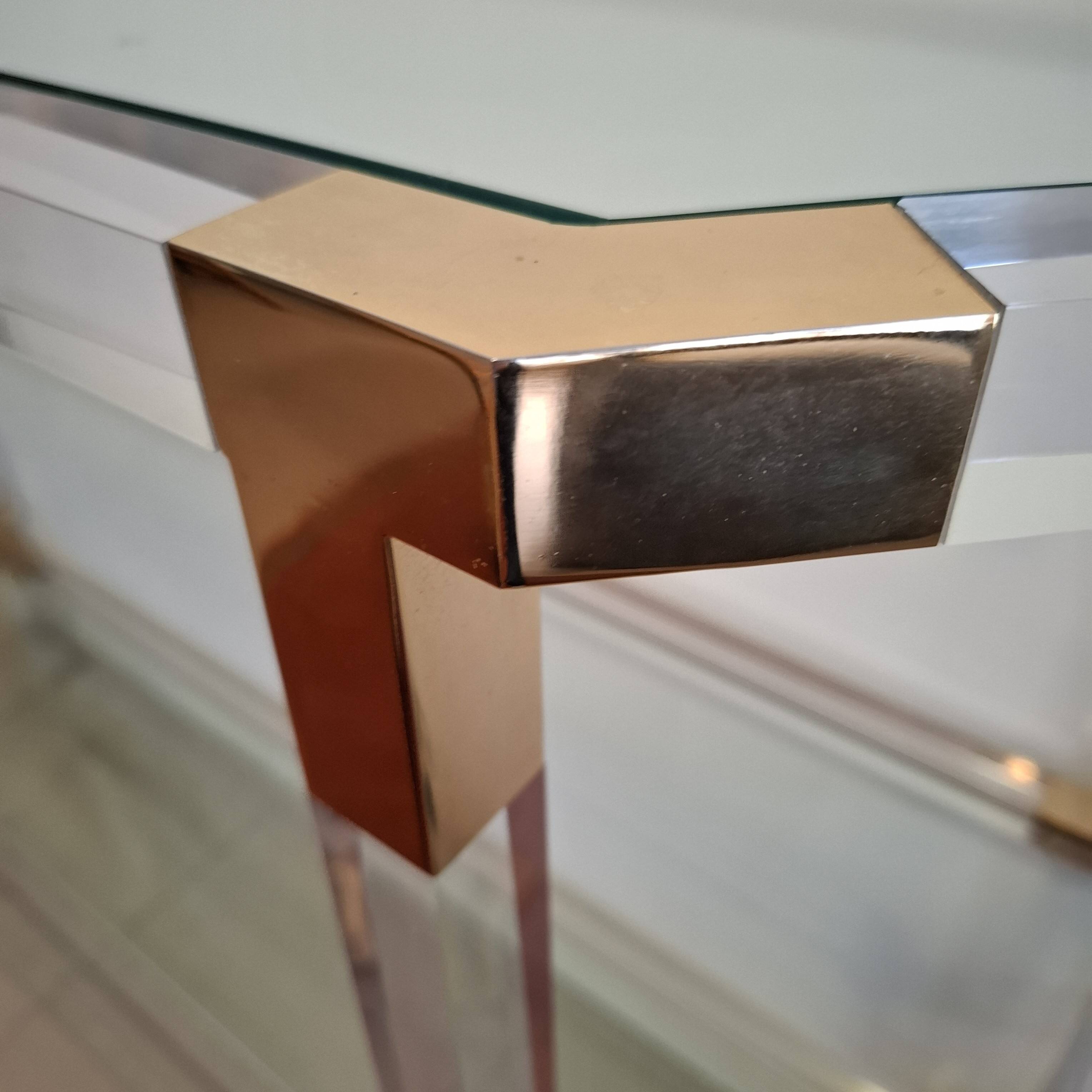 Hollywood Regency Bookshelf - Lucite & Brass - 1980s