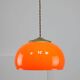 Mid-Century Italian Orange Glass and Brass Pendant Lamp