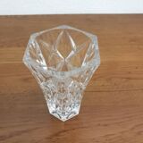 Set of 2 thick faceted glass vases from the 70s