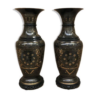 Pair of black vases