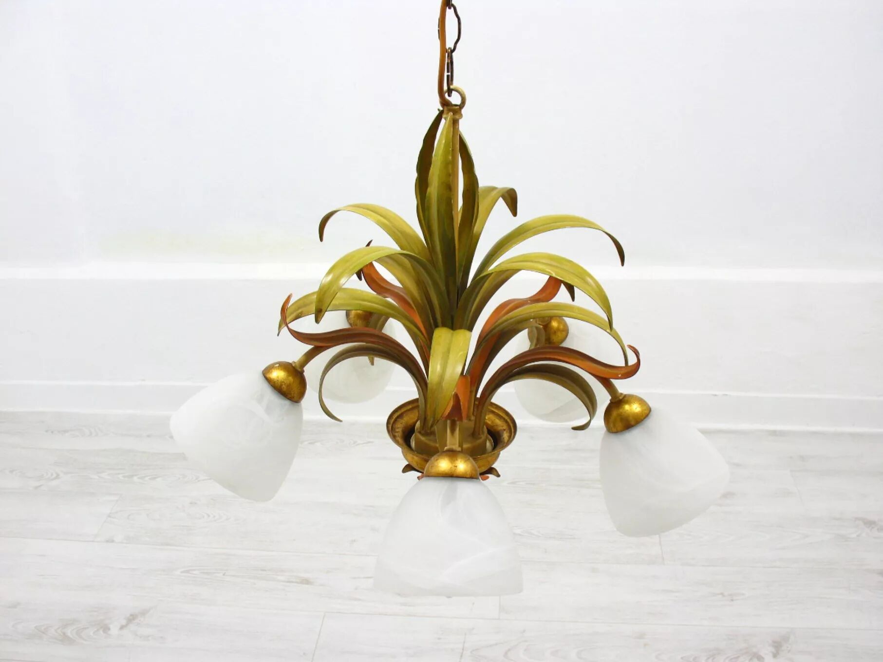 Lustre floral Hollywood Regency, années 1970