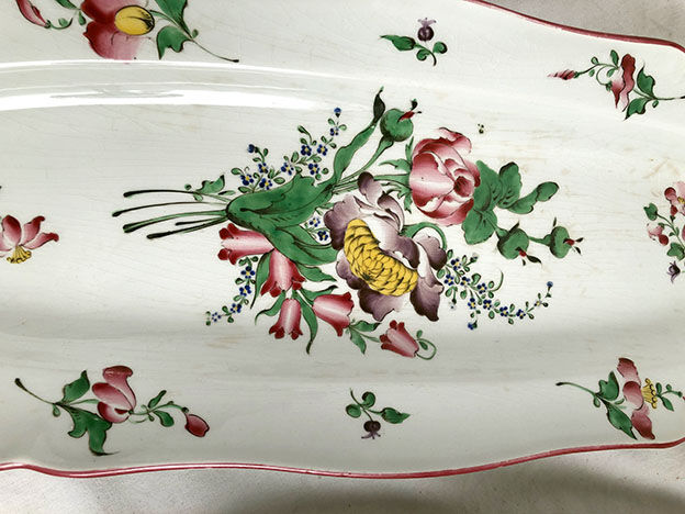Series of three fish dishes, Lunéville earthenware and Limoges porcelain