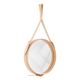 Handmade J. Adnet style mirror in natural vegetable-tanned leather, ø 70 cm