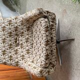 Vintage Mery armchair from the 1960s in brown patterned fabric with a chrome metal base.