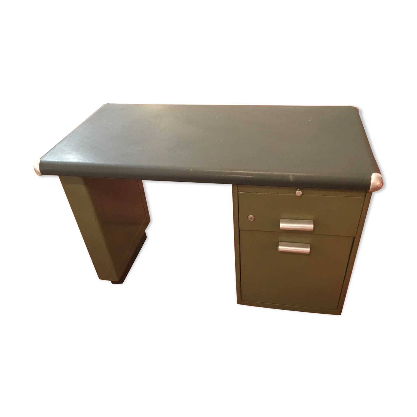 Bureau en métal kaki