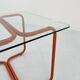 Table à manger tubulaire orange en métal et verre, 1980