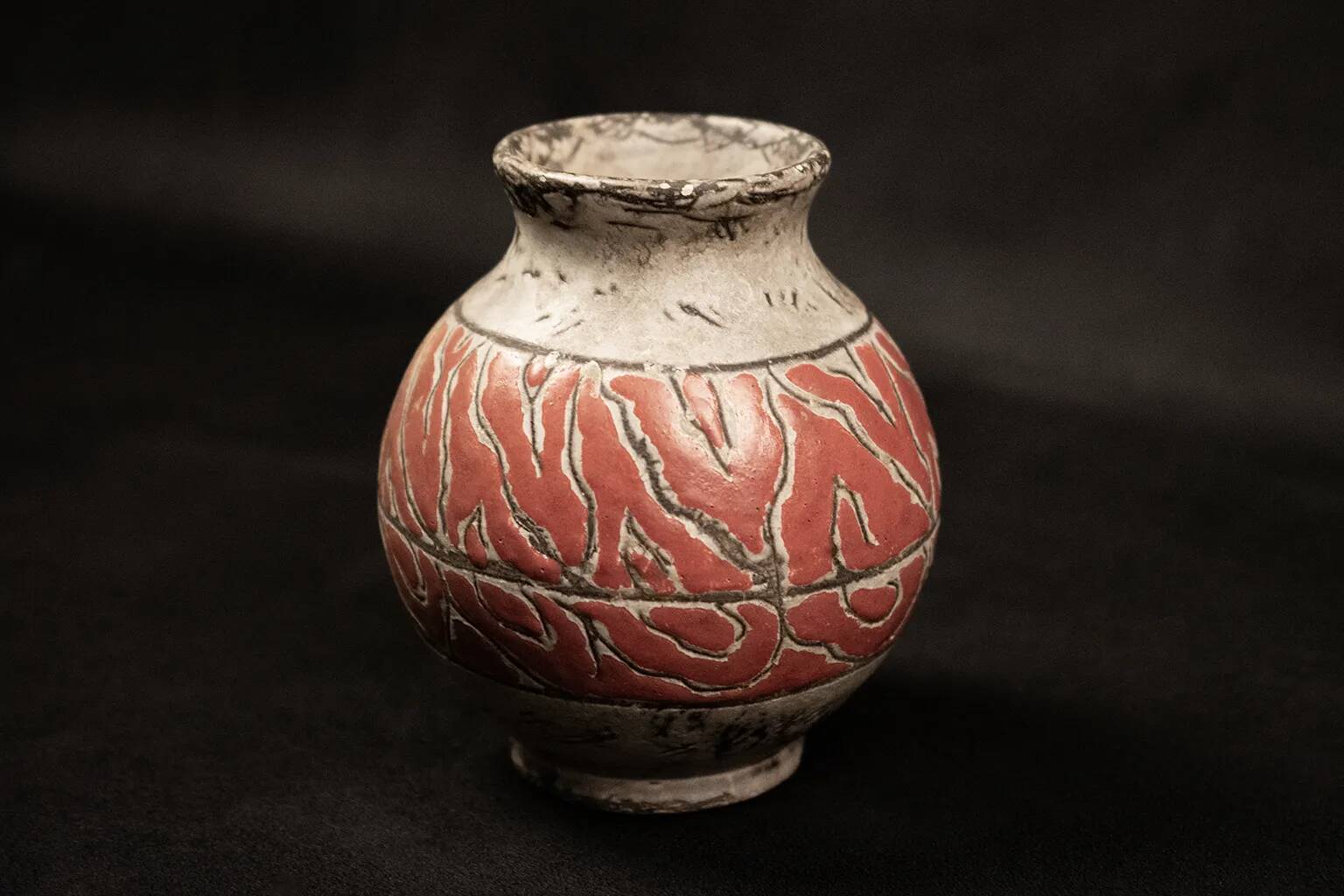 Textured glazed stoneware ball vase by Jérôme Massier, Vallauris