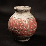 Textured glazed stoneware ball vase by Jérôme Massier, Vallauris