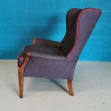 Vintage armchair teak 1960 years covered with violet