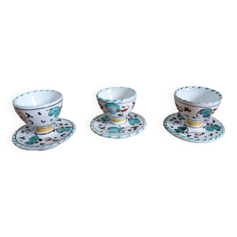 Deruta Italy egg cups in trio