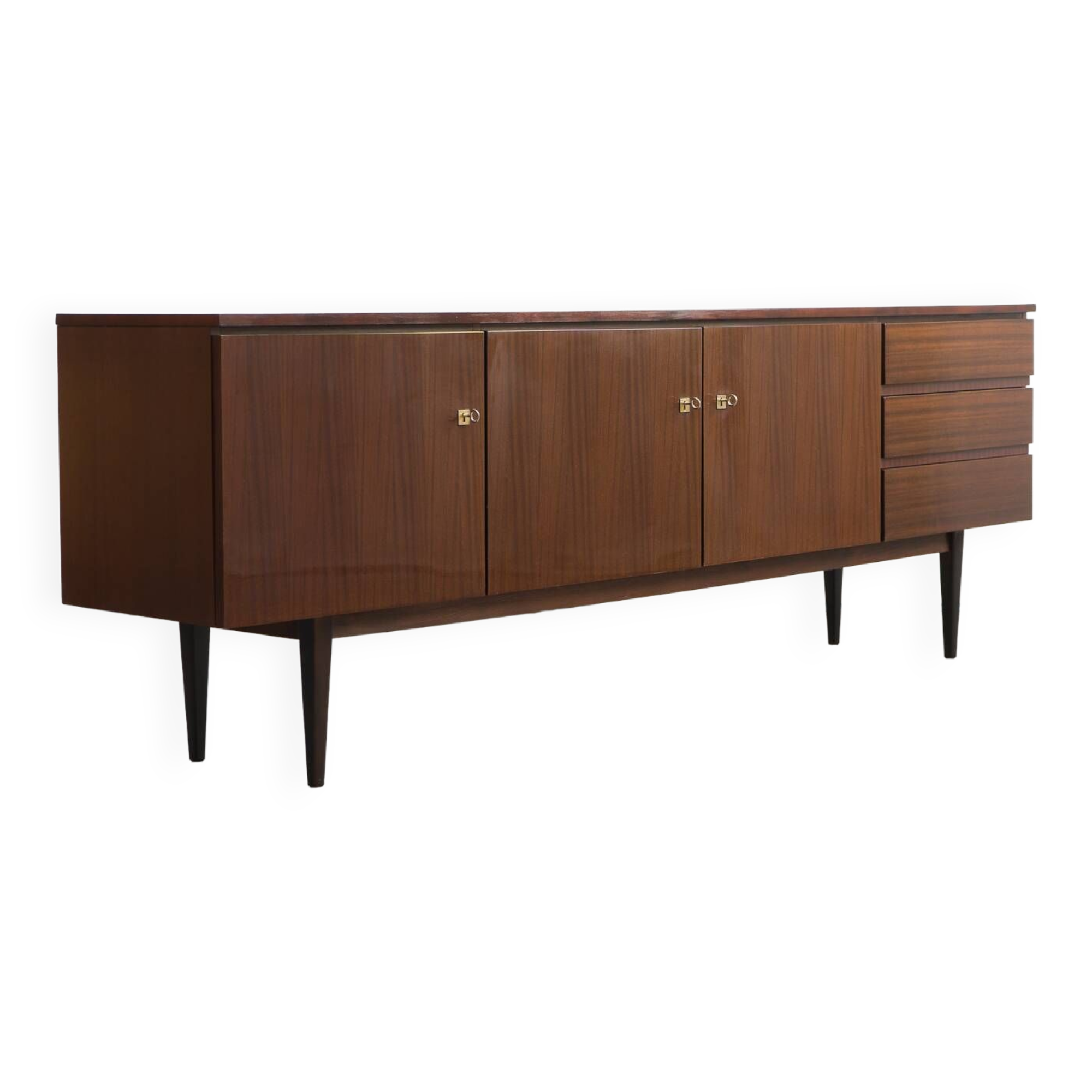Vintage enfilade, dark walnut, restored, 220cm