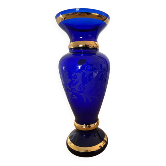 Vase bohemia cristal bleu
