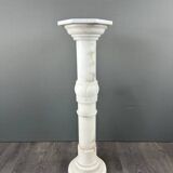 Carved White Marble Column, Mid-20th Century