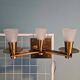 Maison cheret, pair of 3-light wall lights in ronze, brass and glass, circa 1950/1960