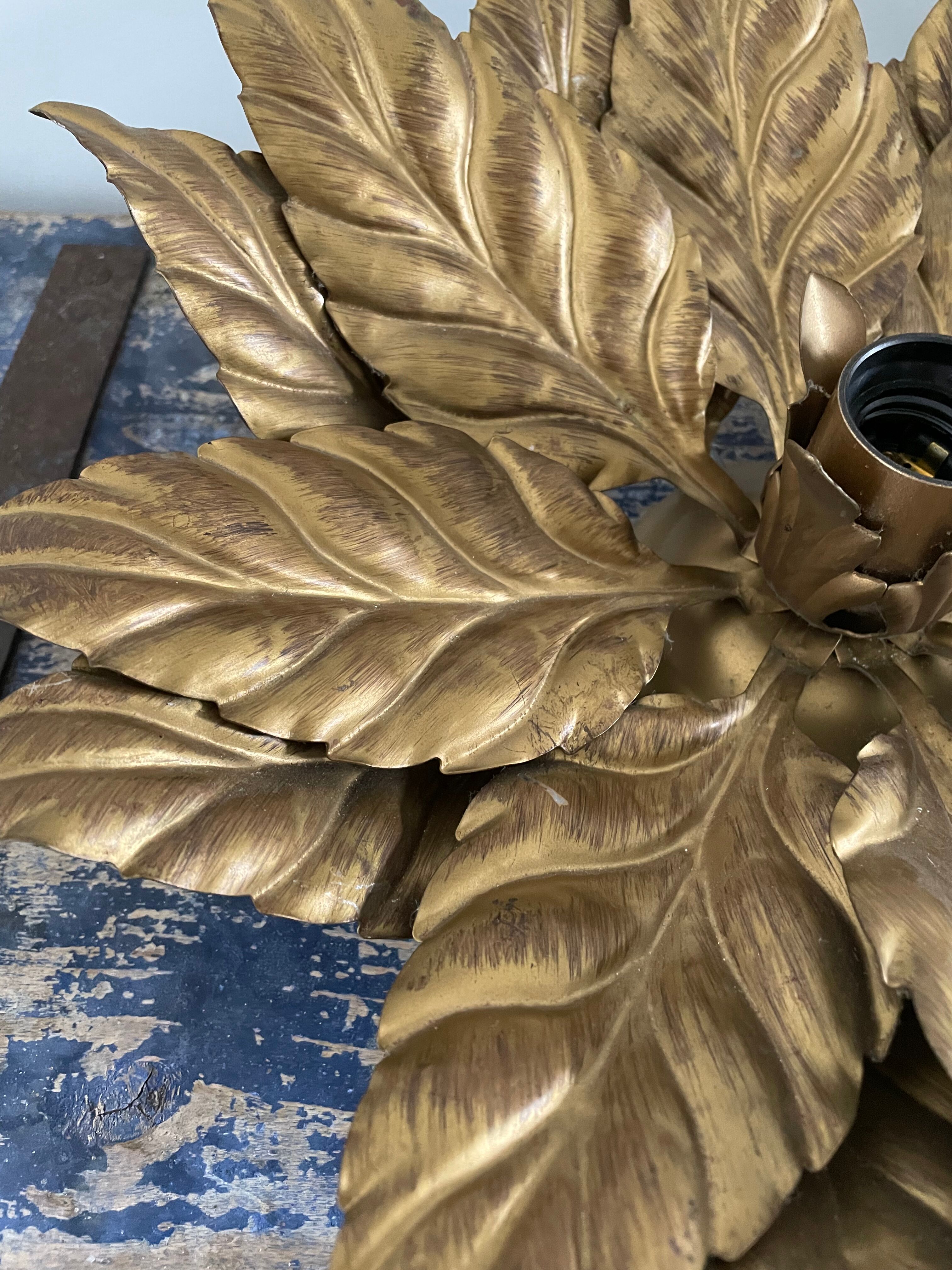 Vintage ceiling lamp or wall lamp leaves golden flowers