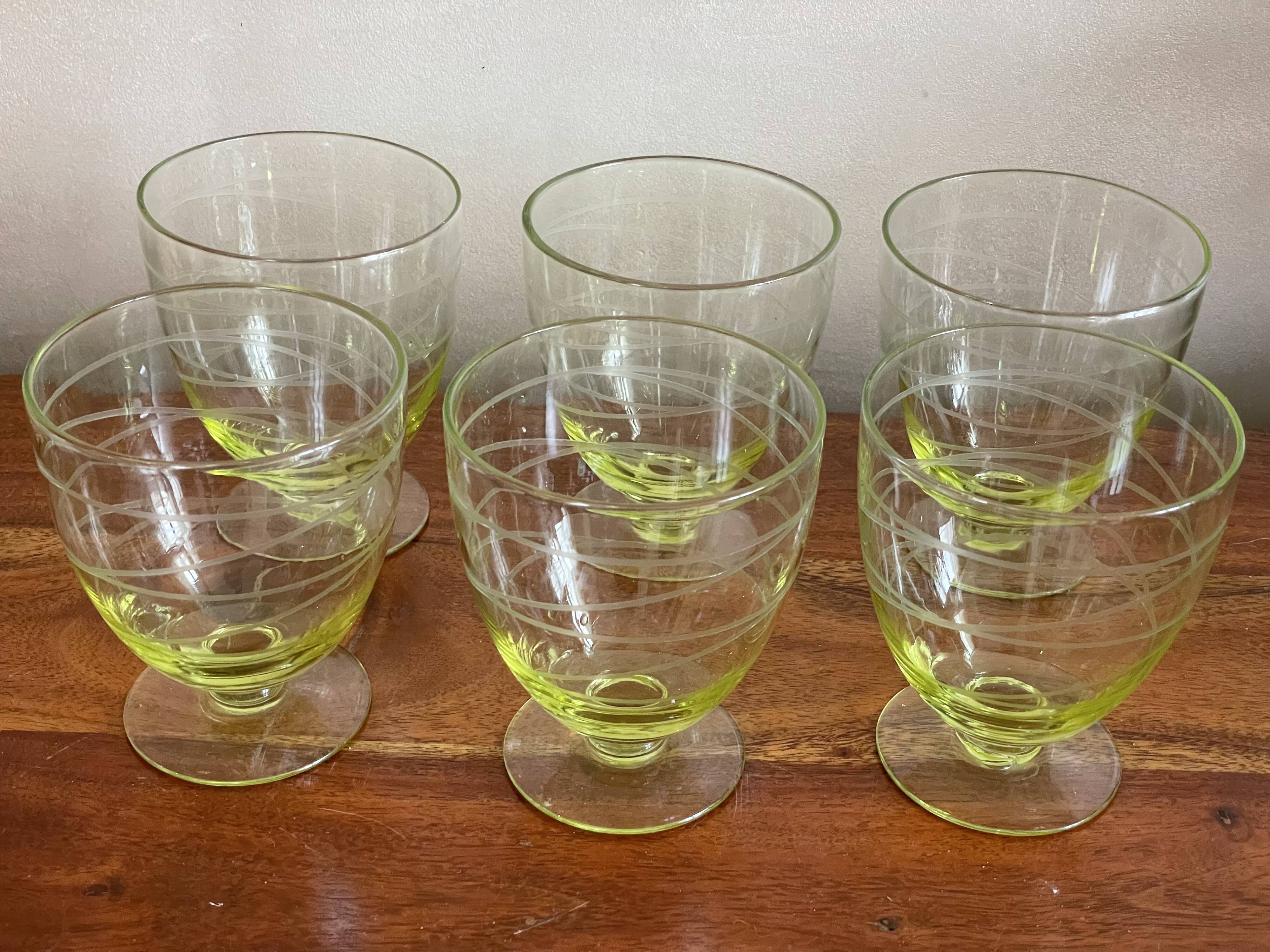 6 glasses yellow to orangeade
