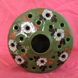 Flower pick in earthenware, early 20th century, handmade floral decoration