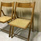 Duo of canned folding chairs