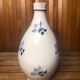 Old white ceramic pitcher vintage painted blue decor #a425