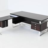 Abbondinterni executive corner desk in Mahogany Italy 1970