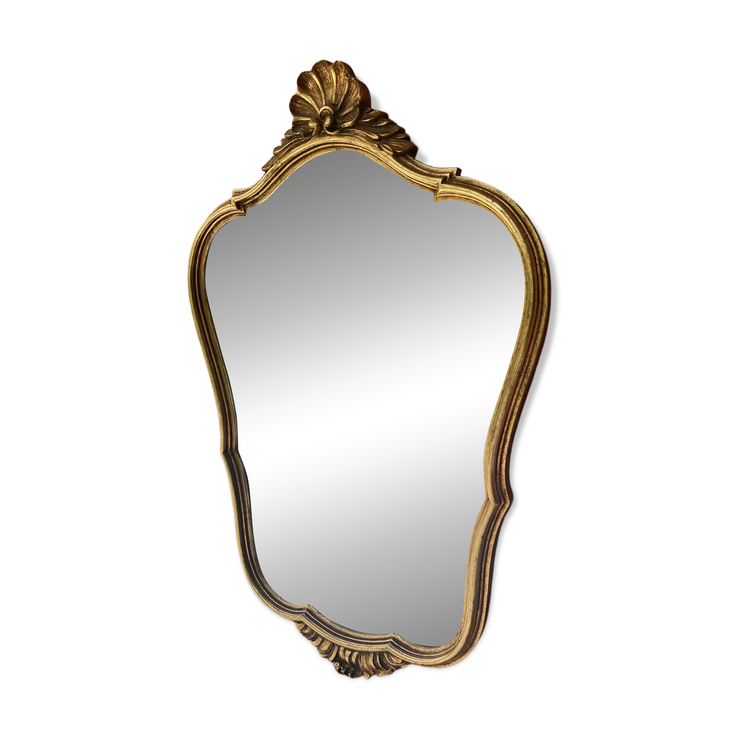 Baroque style gilded wooden mirror with shell 50x40cm