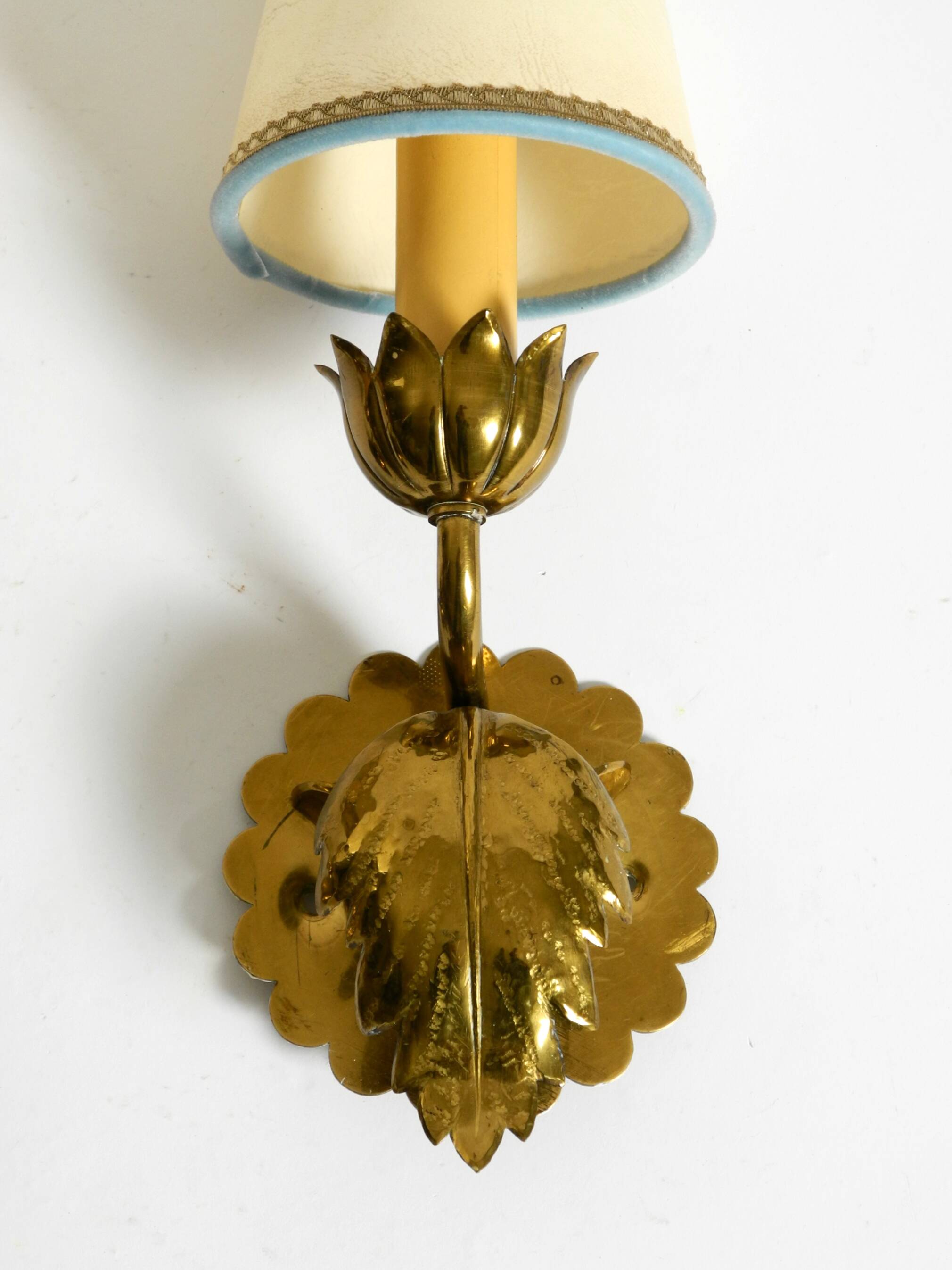 Two beautiful original Mid Century Modern floral wall lamps made of brass w