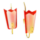 Gande Pair of Red Sconces in Brass and Pespex, Italy, Mid-Century