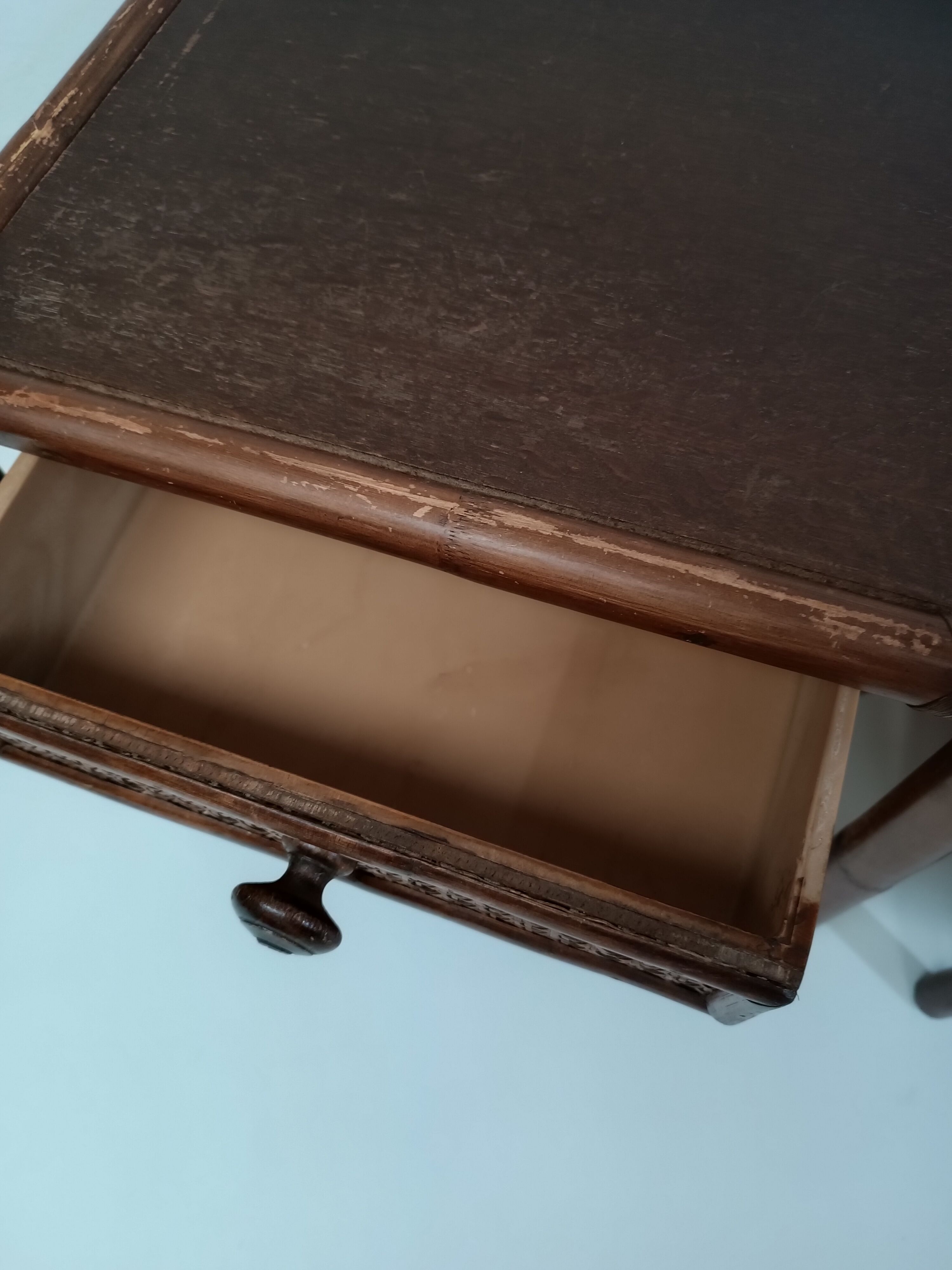 Pair of wooden bedside tables, bamboo and canning