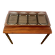 Vintage teak plateau attributed to Digsmed with four ramekins in glass.