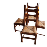 Brutalist oak chairs (set of four)
