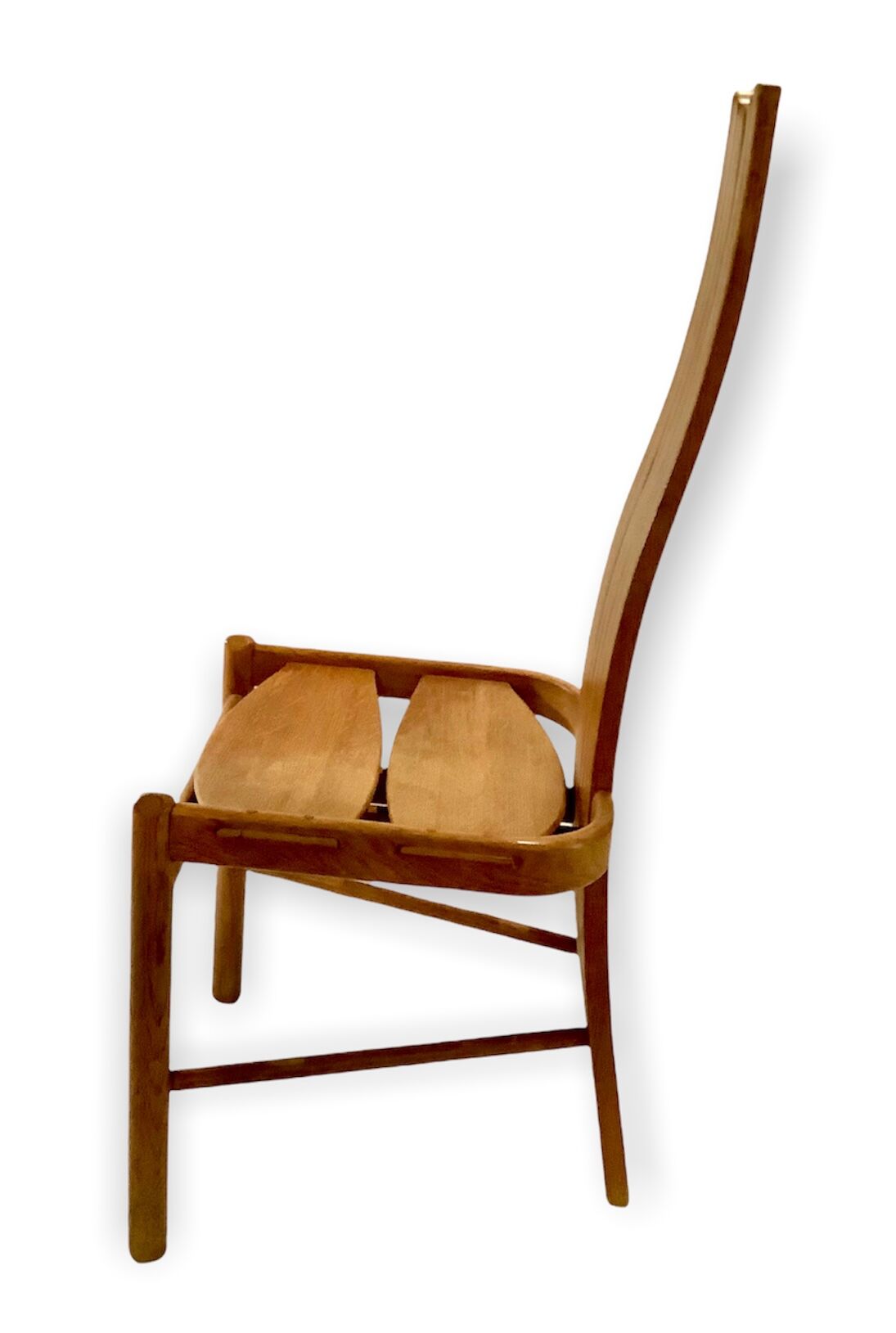 Vintage chairs in curved solid oak, c.1970, set of 4