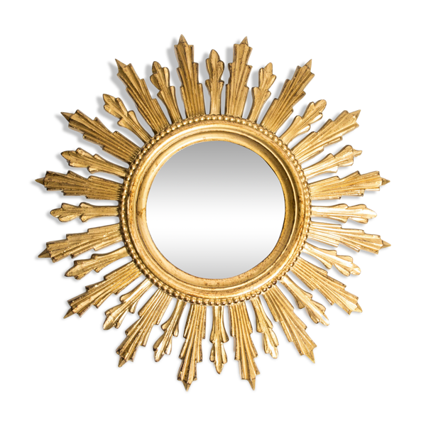 Miroir soleil doré italien vintage, milieu du 20ème siècle — Beyit