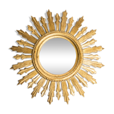 Miroir soleil doré italien vintage, milieu du 20ème siècle