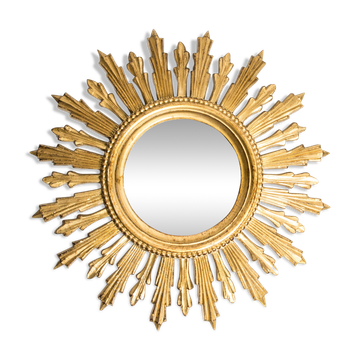 Vintage Italian golden sun mirror, mid-20th century.