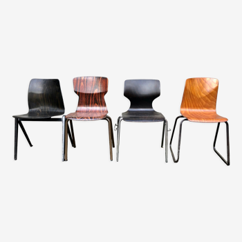 Set of 4 mismatched Dutch vintage chairs - Galvanitas, Eromes, Flottoto