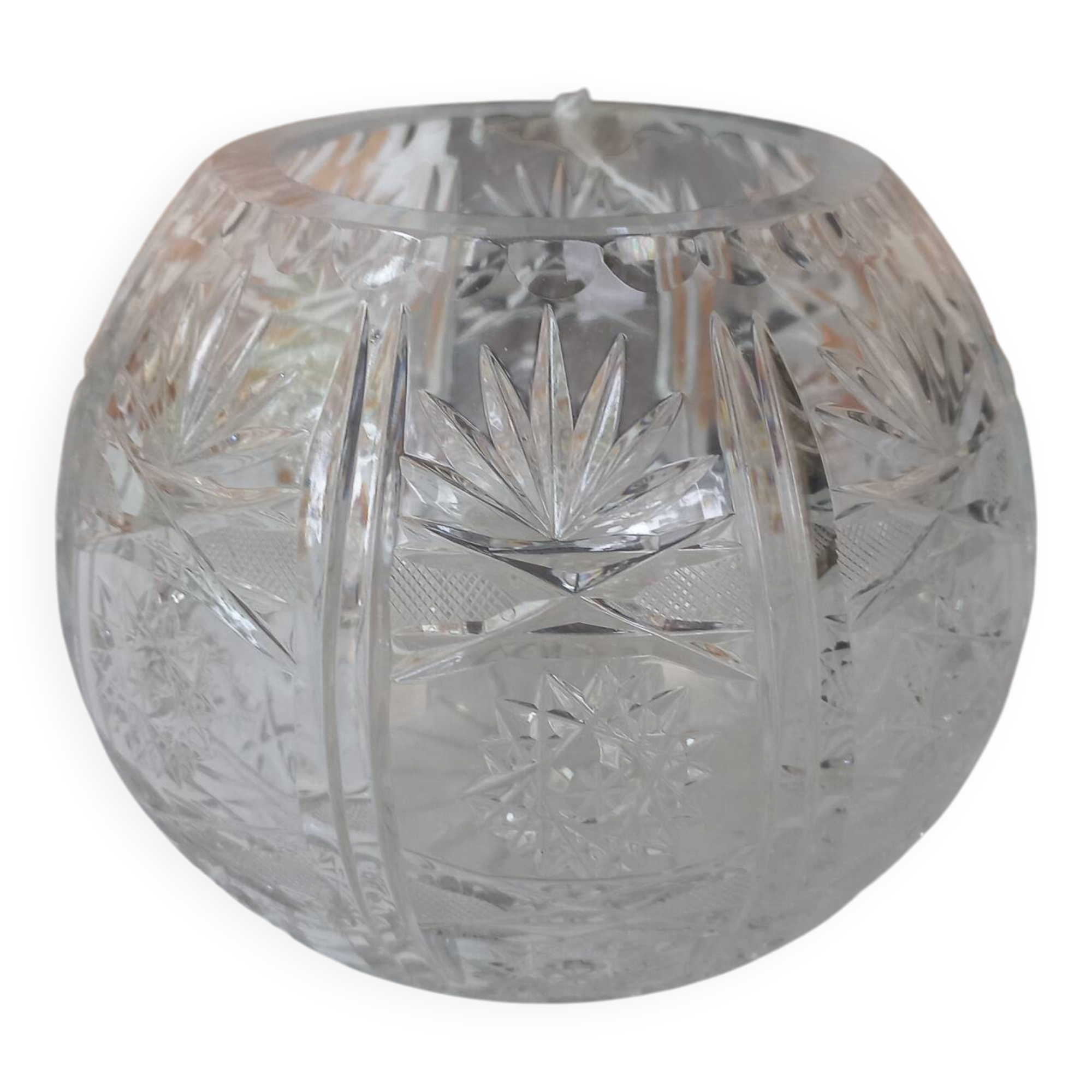 Chiseled glass ball vase