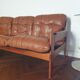 Vintage Danish Scandinavian sofa 3 seater camel leather