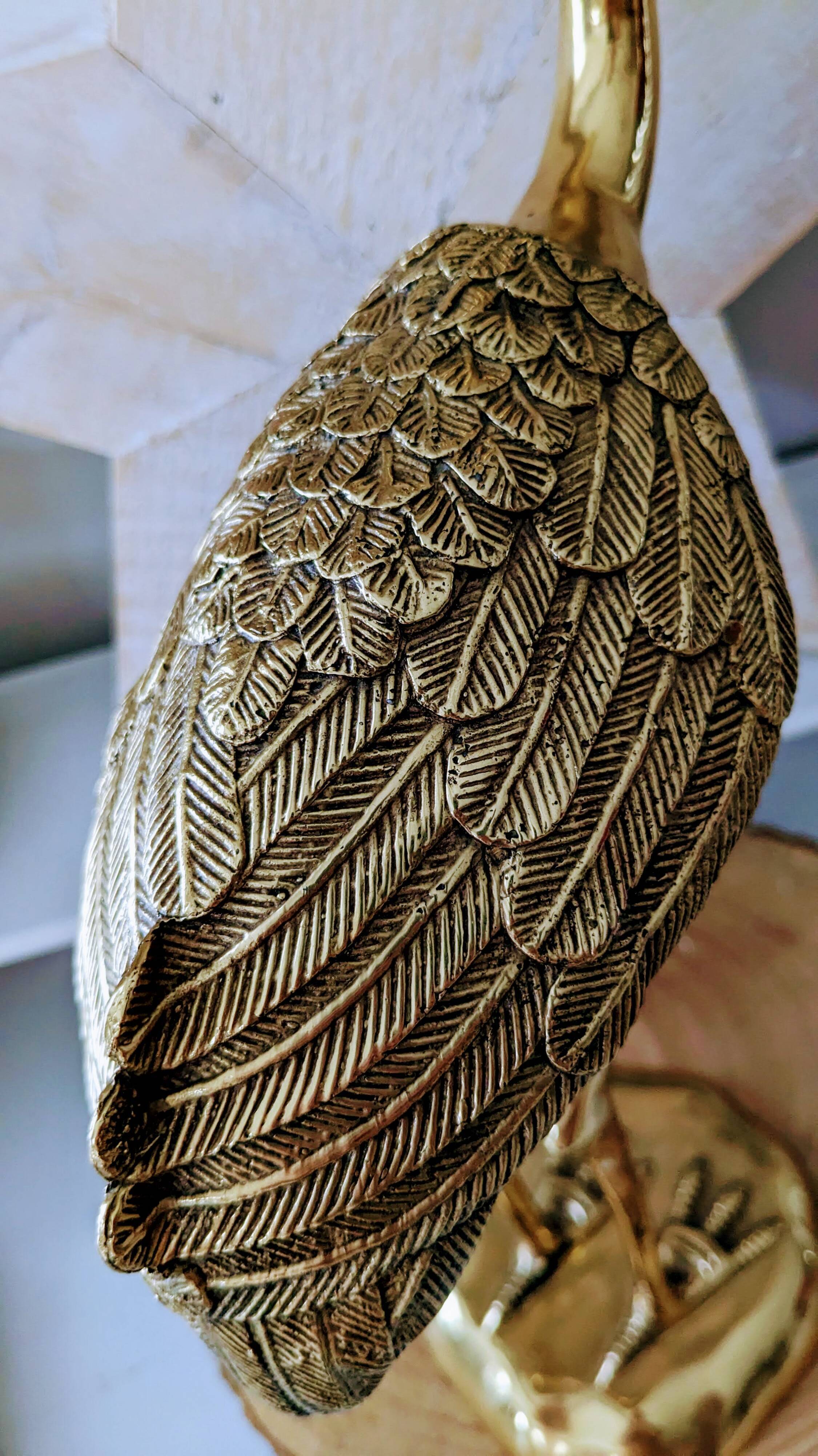 Vintage heron in gilded and solid brass