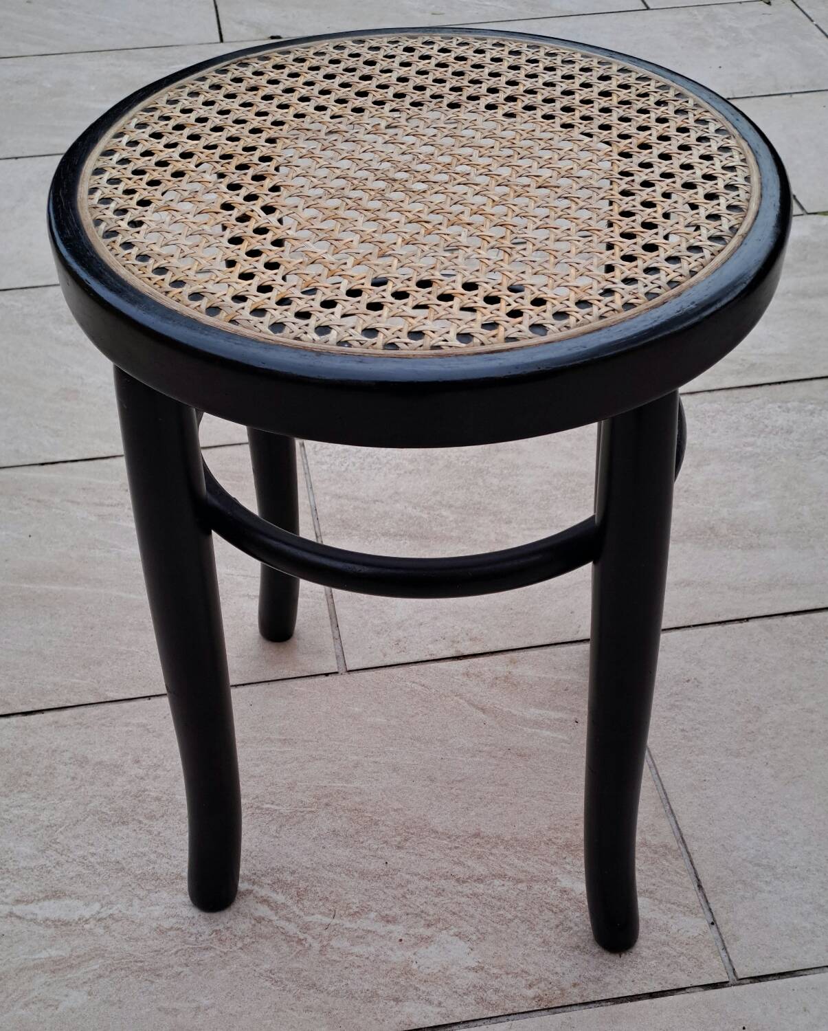 Wooden and cane stool