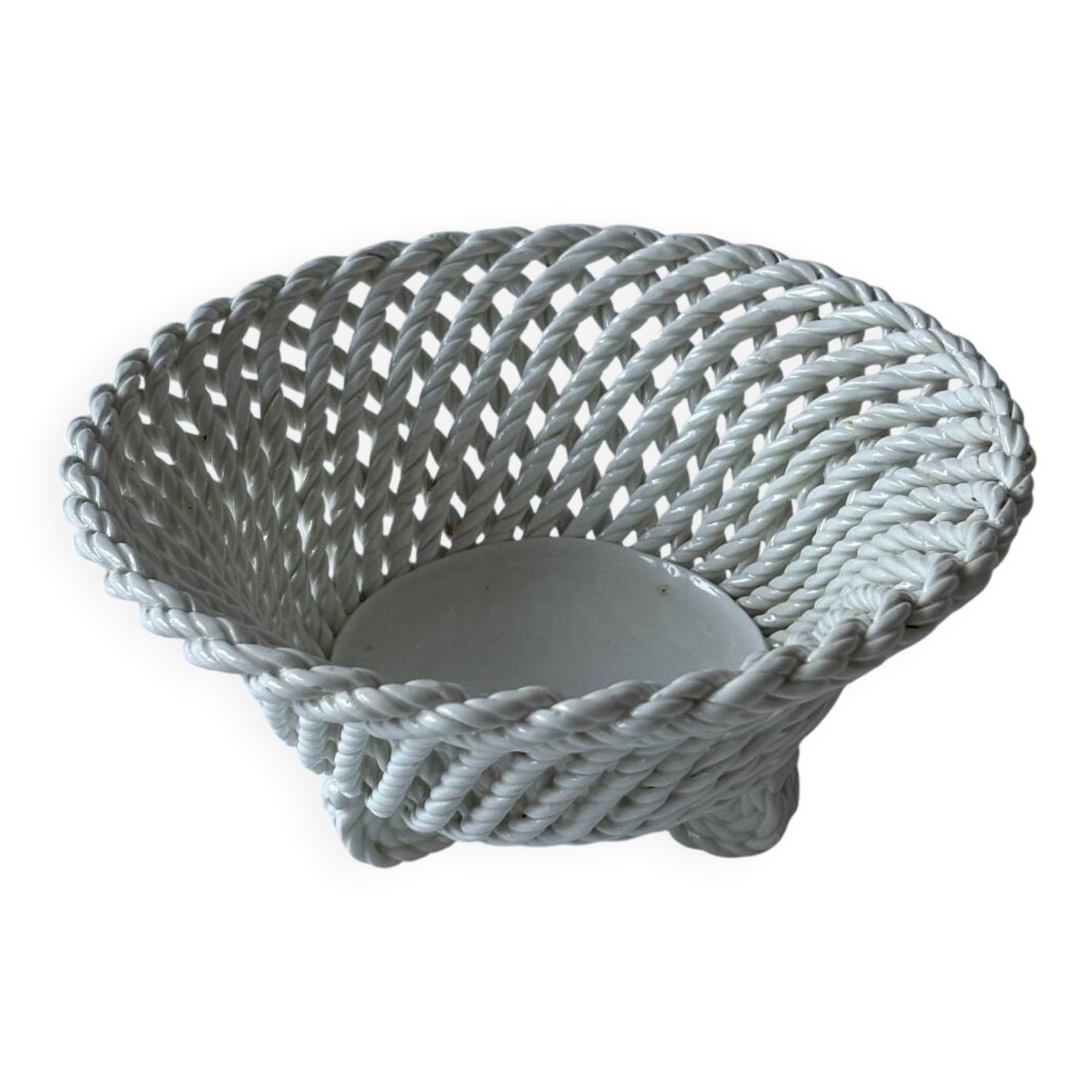 Antique twisted ceramic basket, 1930
