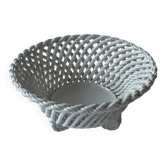 Corbeille ancienne en céramique torsadée, 1930