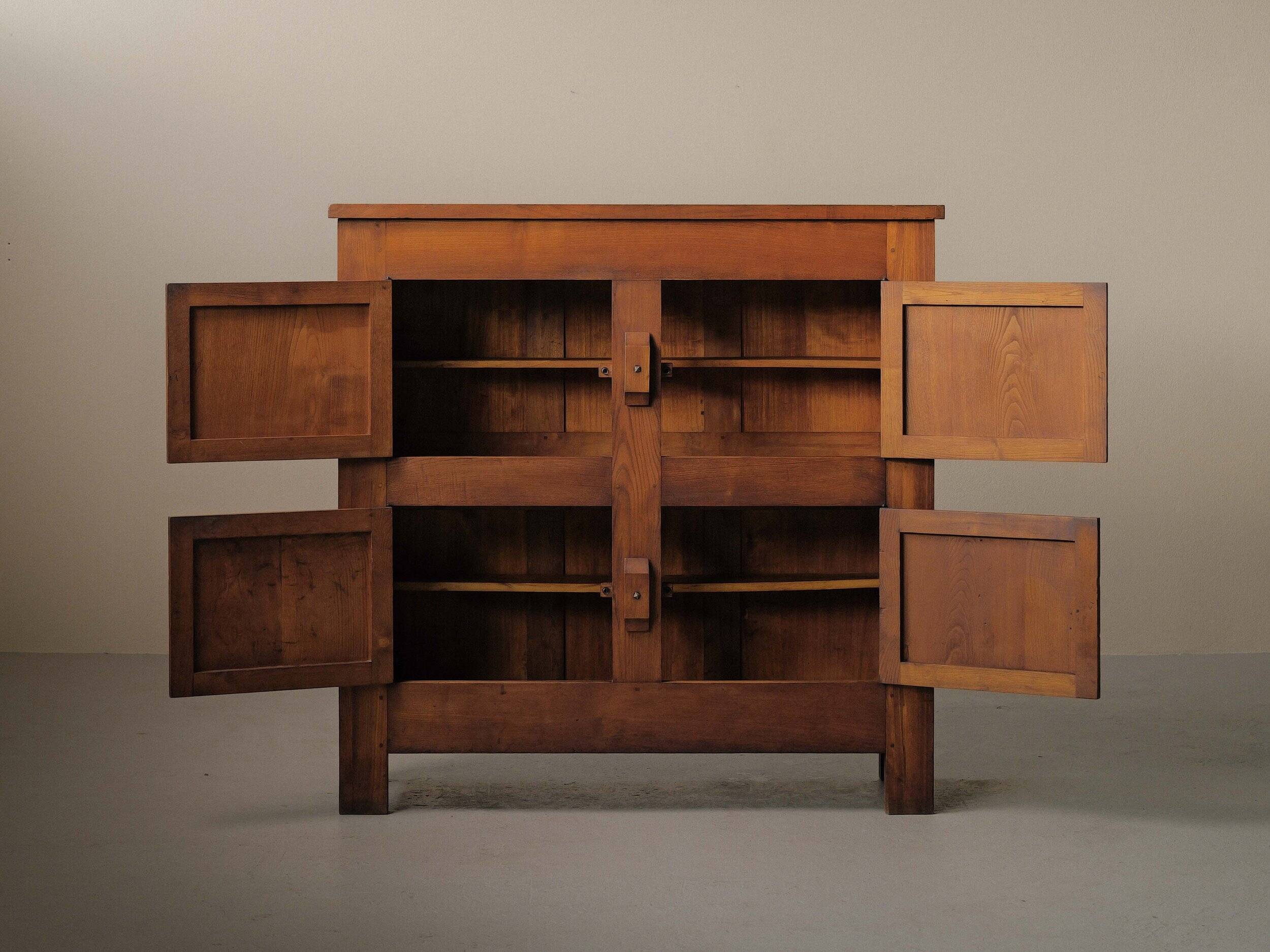 Four-door solid oak sideboard – France, 1960s
