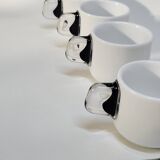 Guzzini Coffee Set 6 Porcelain Espresso Cups and 6 Plexiglas Saucers