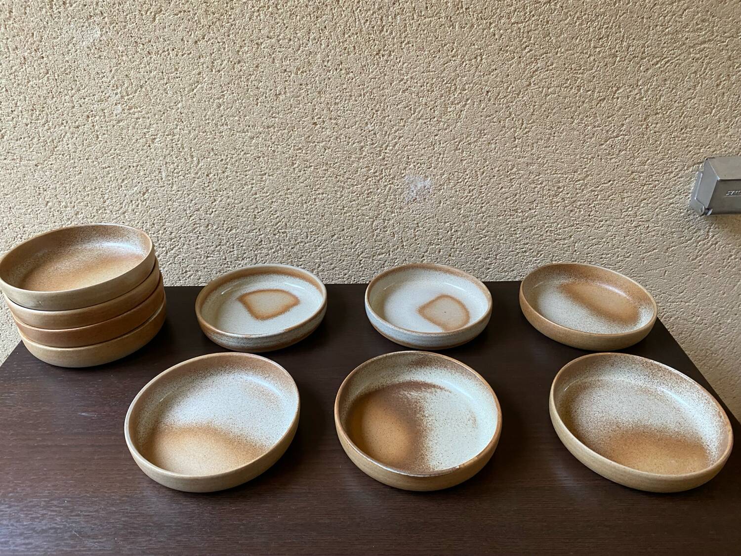 Serving dessert plates Grès France vintage 80s