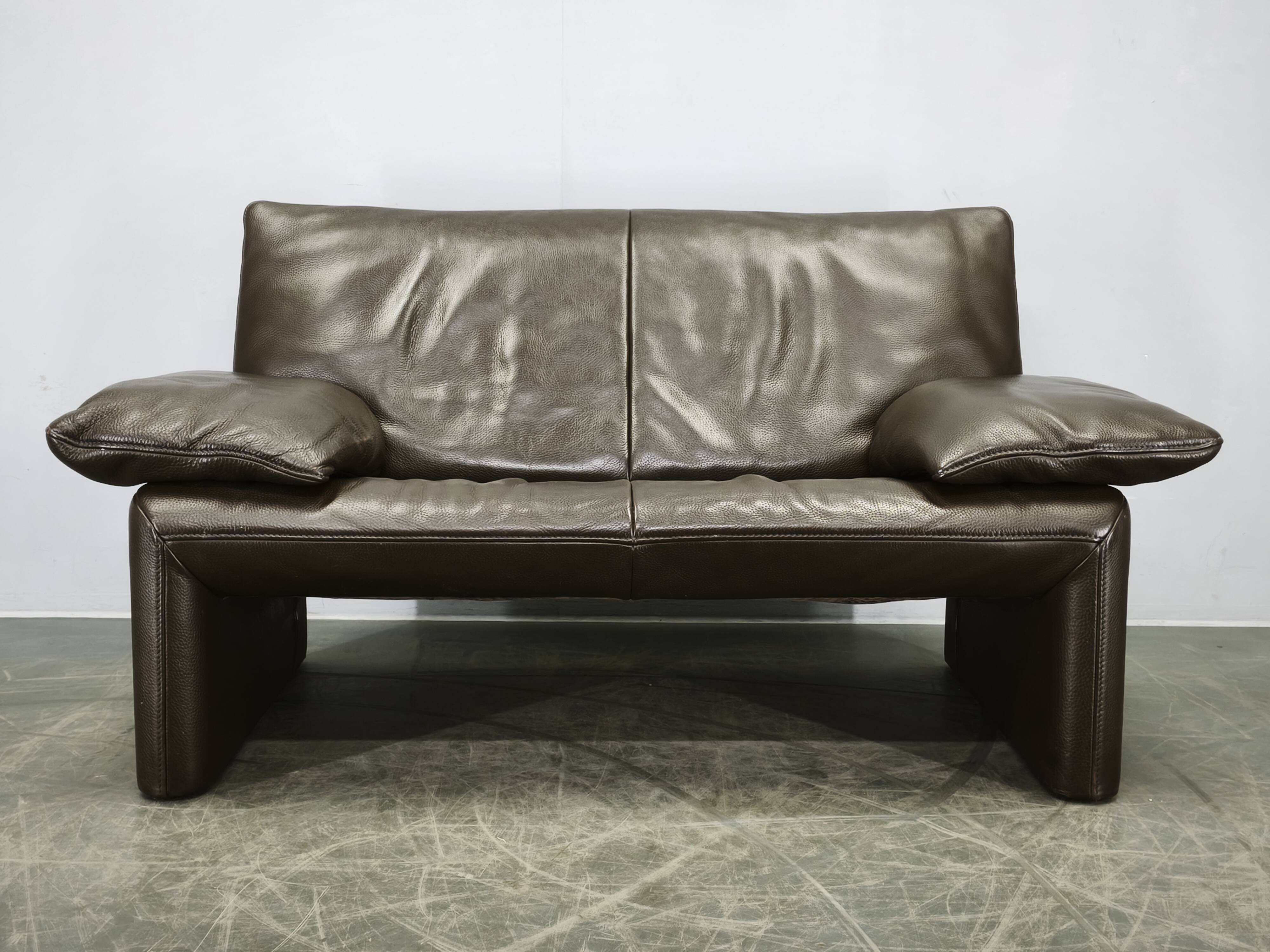 Jori Belgian Full Grain Leather Freestanding Two-Seat Sofa, 1990s
